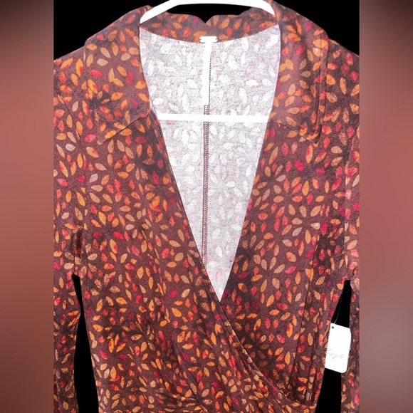 Free People Shayla Wrap Midi Chocolate Combo Dress Size S - Picture 4 of 12